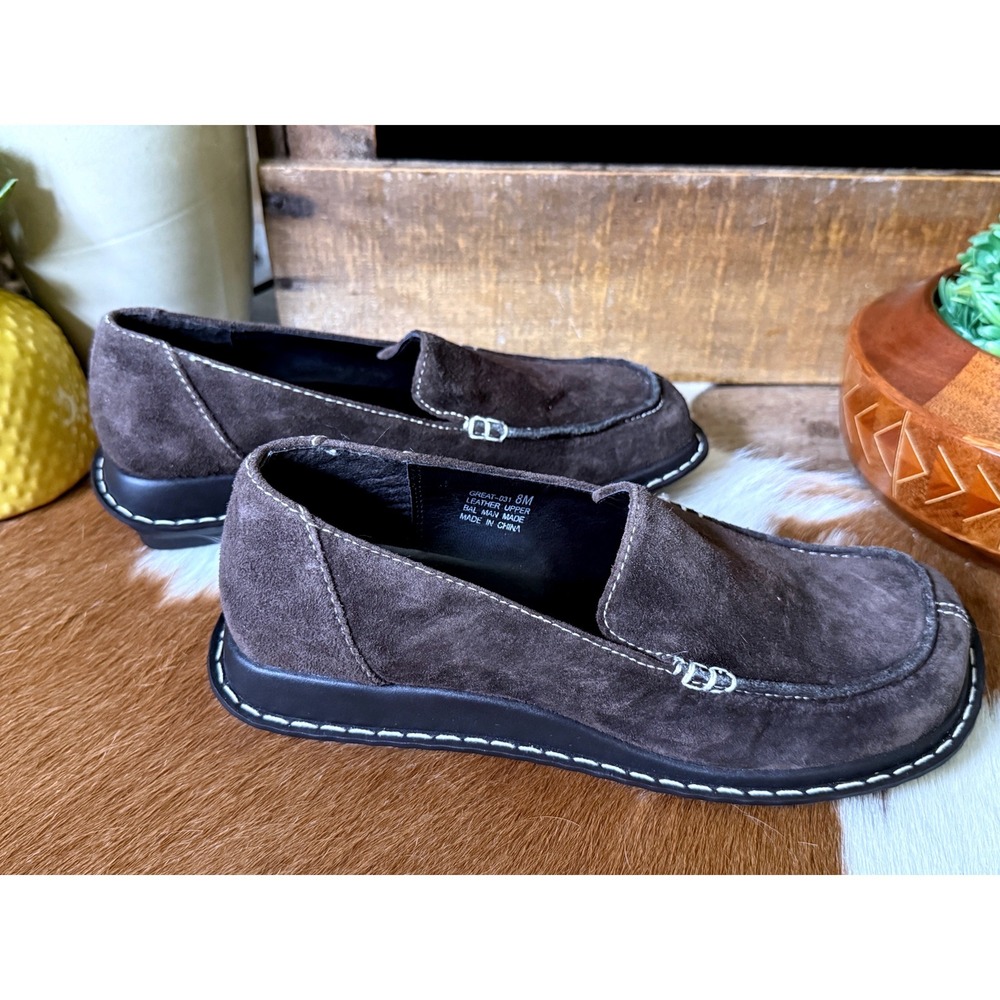 Passports by Bass Womens Brown Suede Leather Loafers Moc Toe Comfort Stitch 8M - Picture 5 of 9